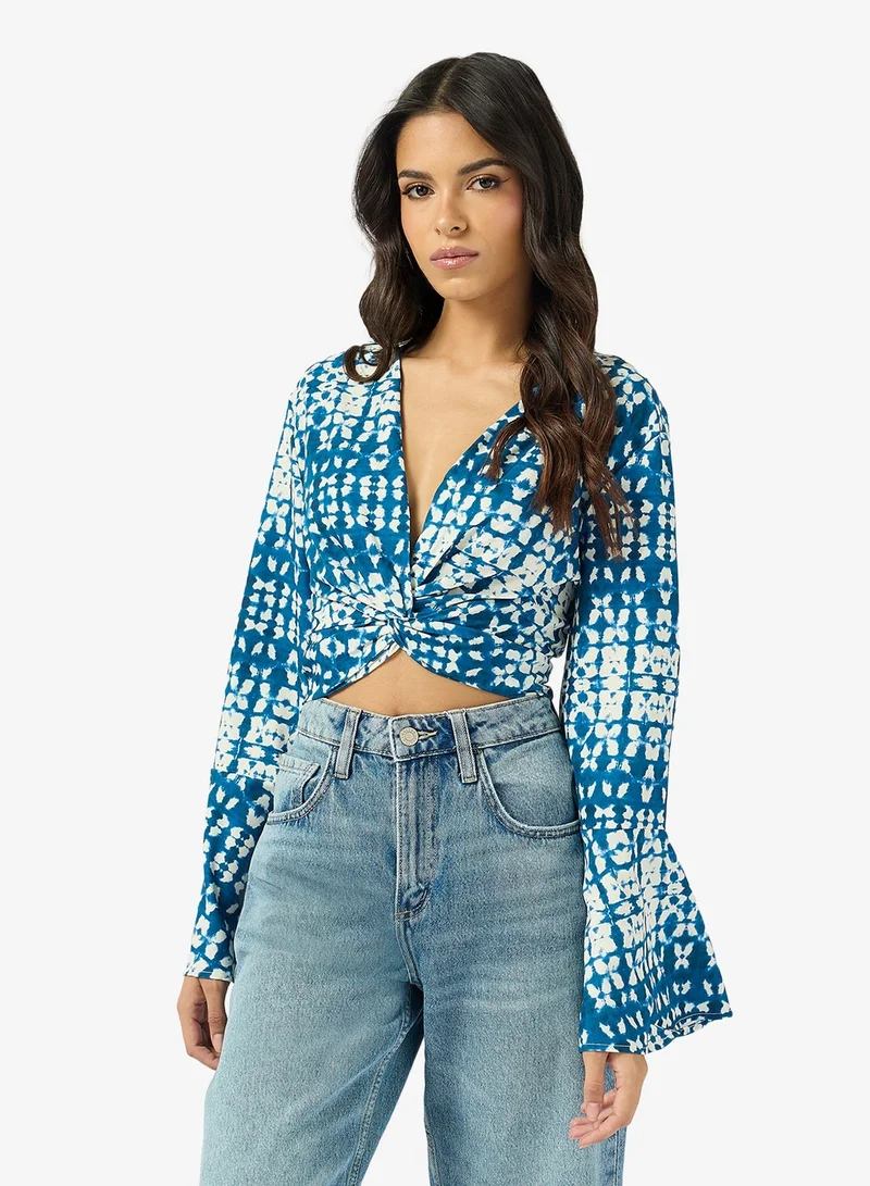 جينجر توب قصير بربطة عنق مصبوغ بالتاي داي